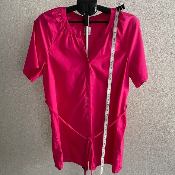 Gap Bright Pink Cotton Button Up Tunic Maternity Top Size Medium - Picture 2 of 6